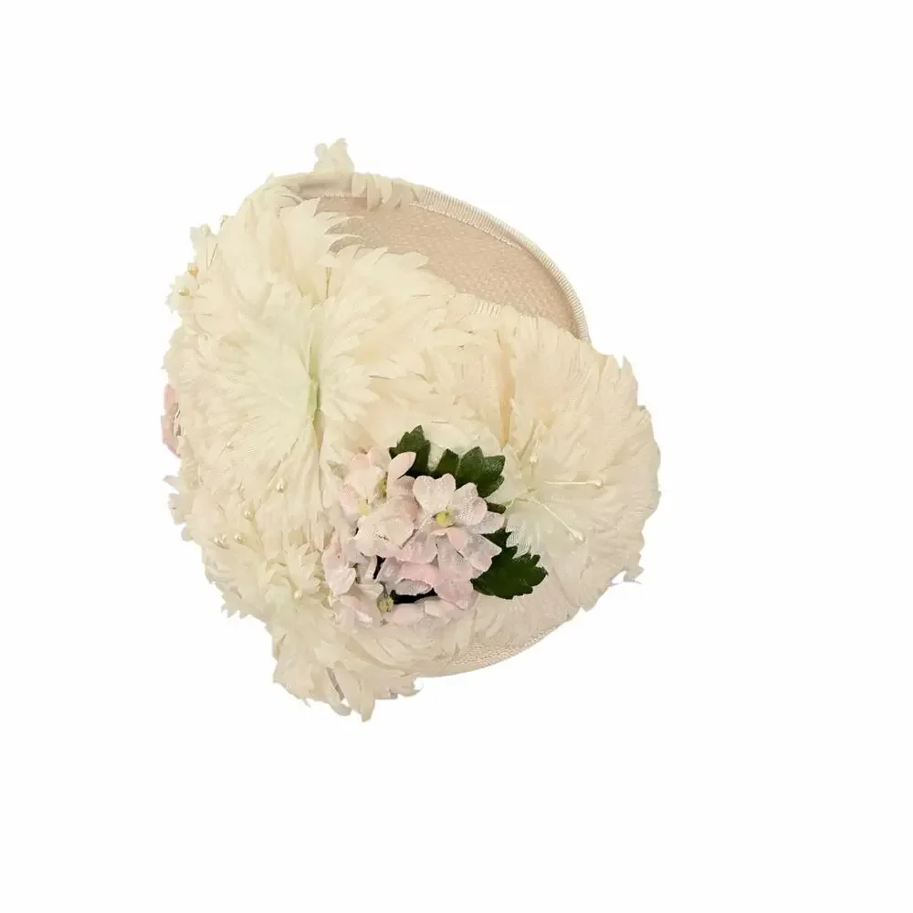 Vintage Floral Clochet Hat Ivory Floral 1920s Cottagecore